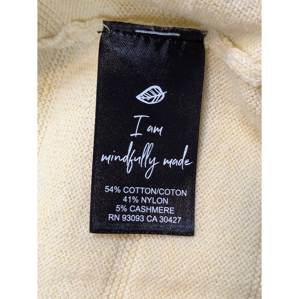 NIC+ZOE Yellow Cotton Cashmere Blend Striped Shoulder Button Sweater Medium - Picture 6 of 7